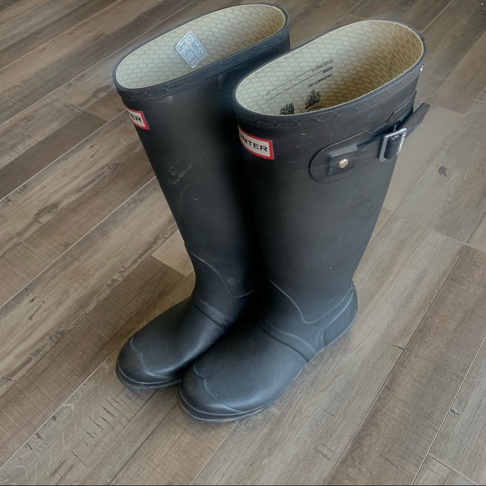 Matte Black Tall Hunter Rain Boots